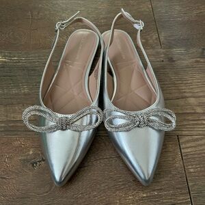 Elegant Silver Slingback Flats